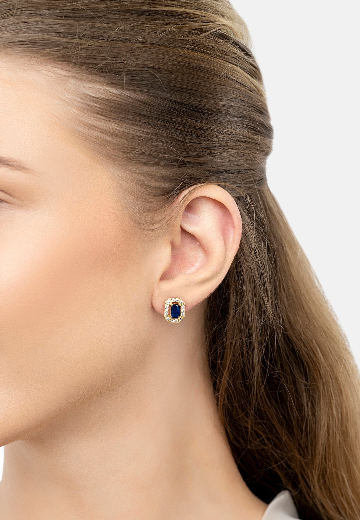 Whistledown Gemstone Stud Earrings Sapphire Gold