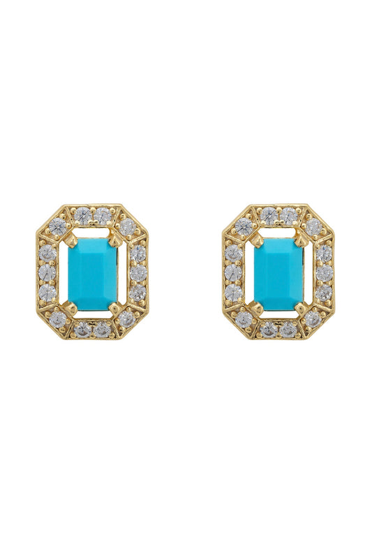 Whistledown Gemstone Stud Earrings Turquoise Gold