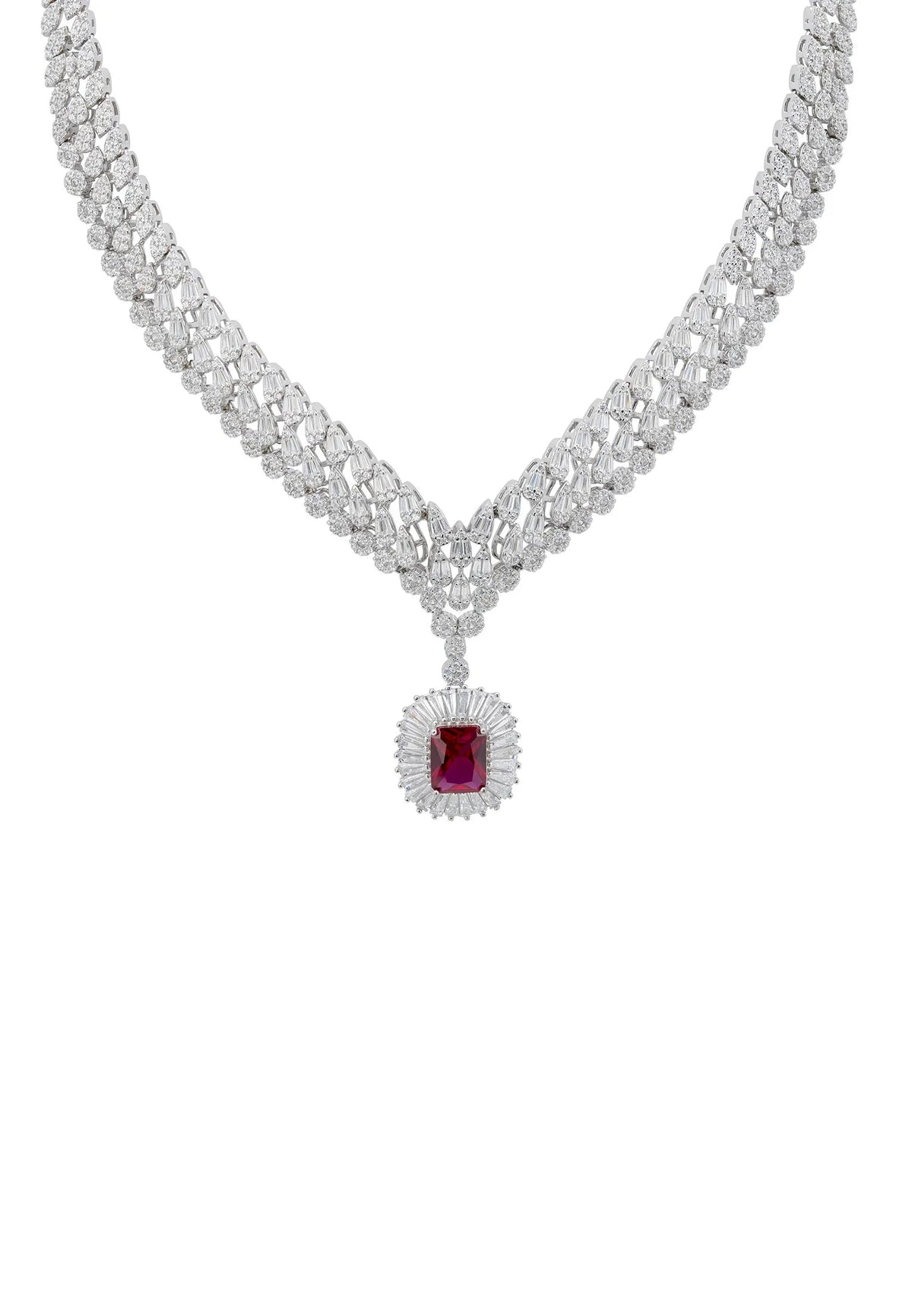 Countess Statement Ruby Necklace Silver