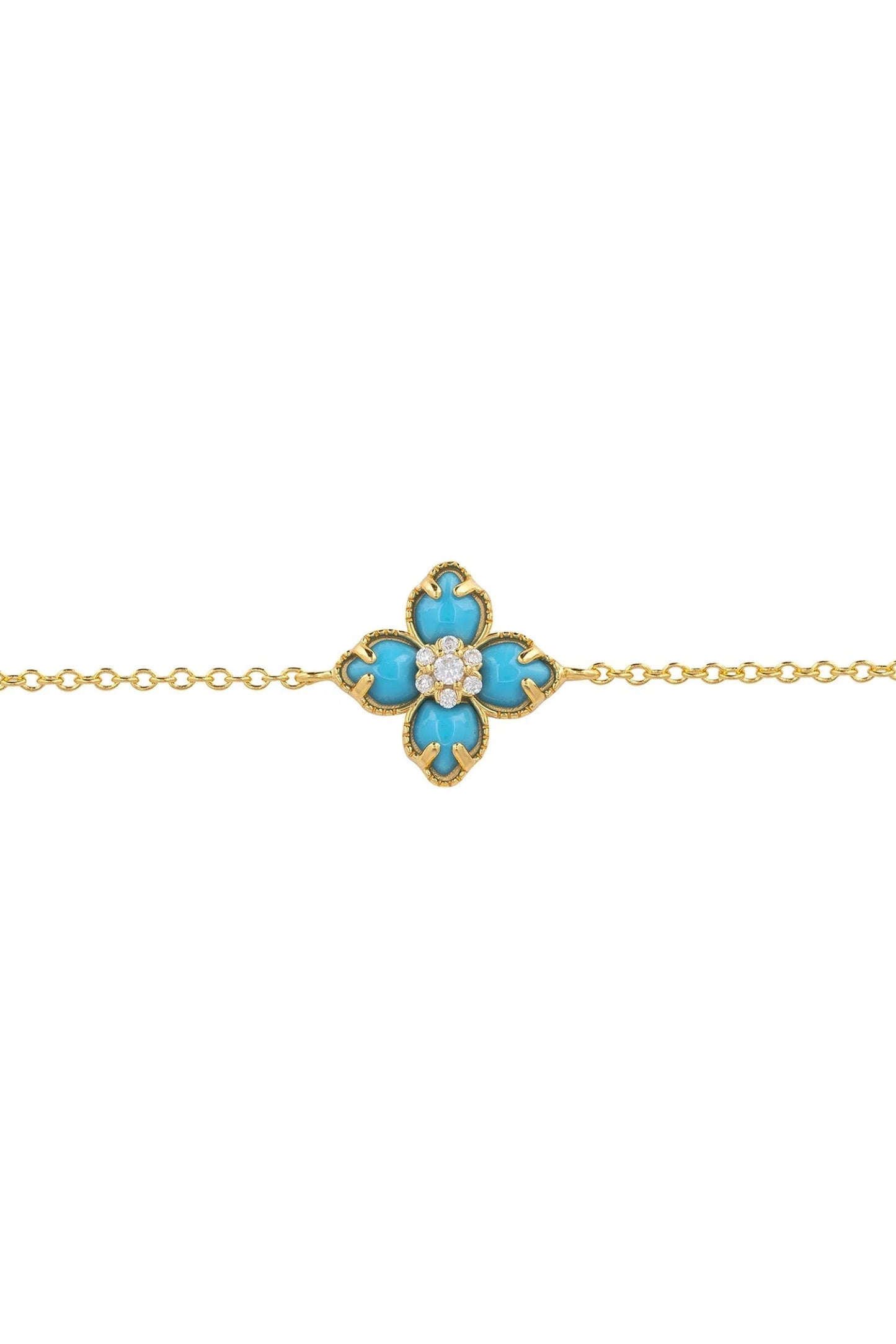 Flower Clover Turquoise Bracelet Gold