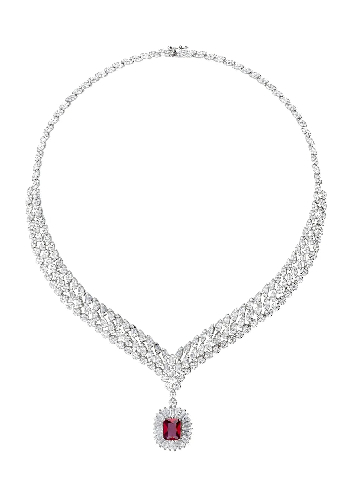 Countess Statement Ruby Necklace Silver