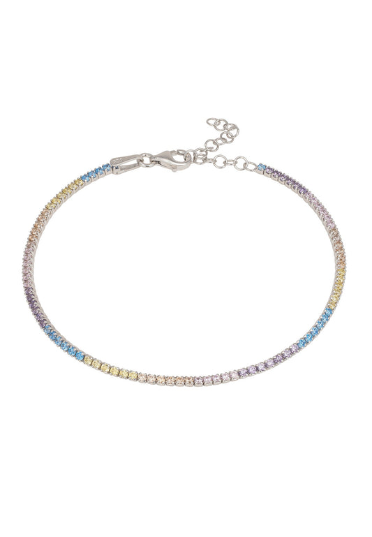 Tennis Bracelet Pastel Rainbow Cz Silver