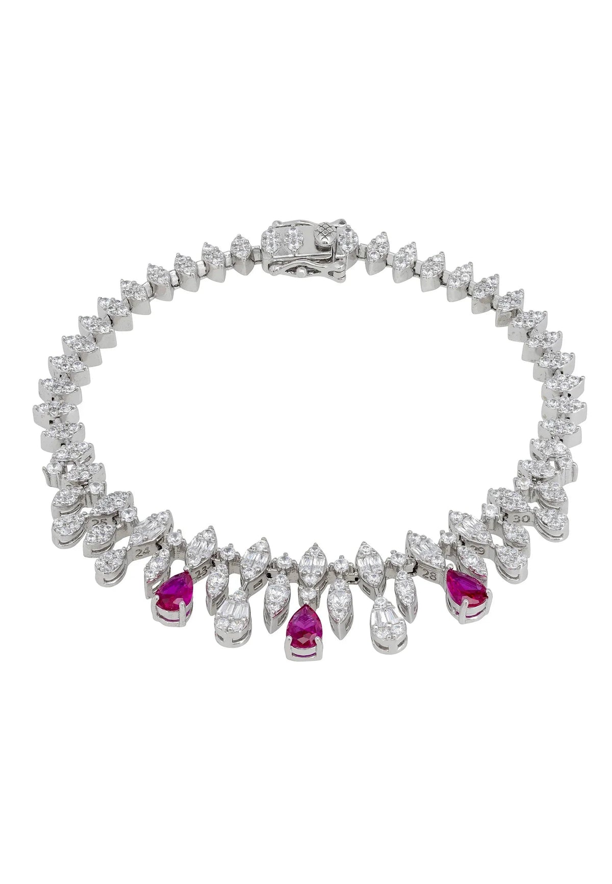 Duchess Ruby Tennis Bracelet Silver