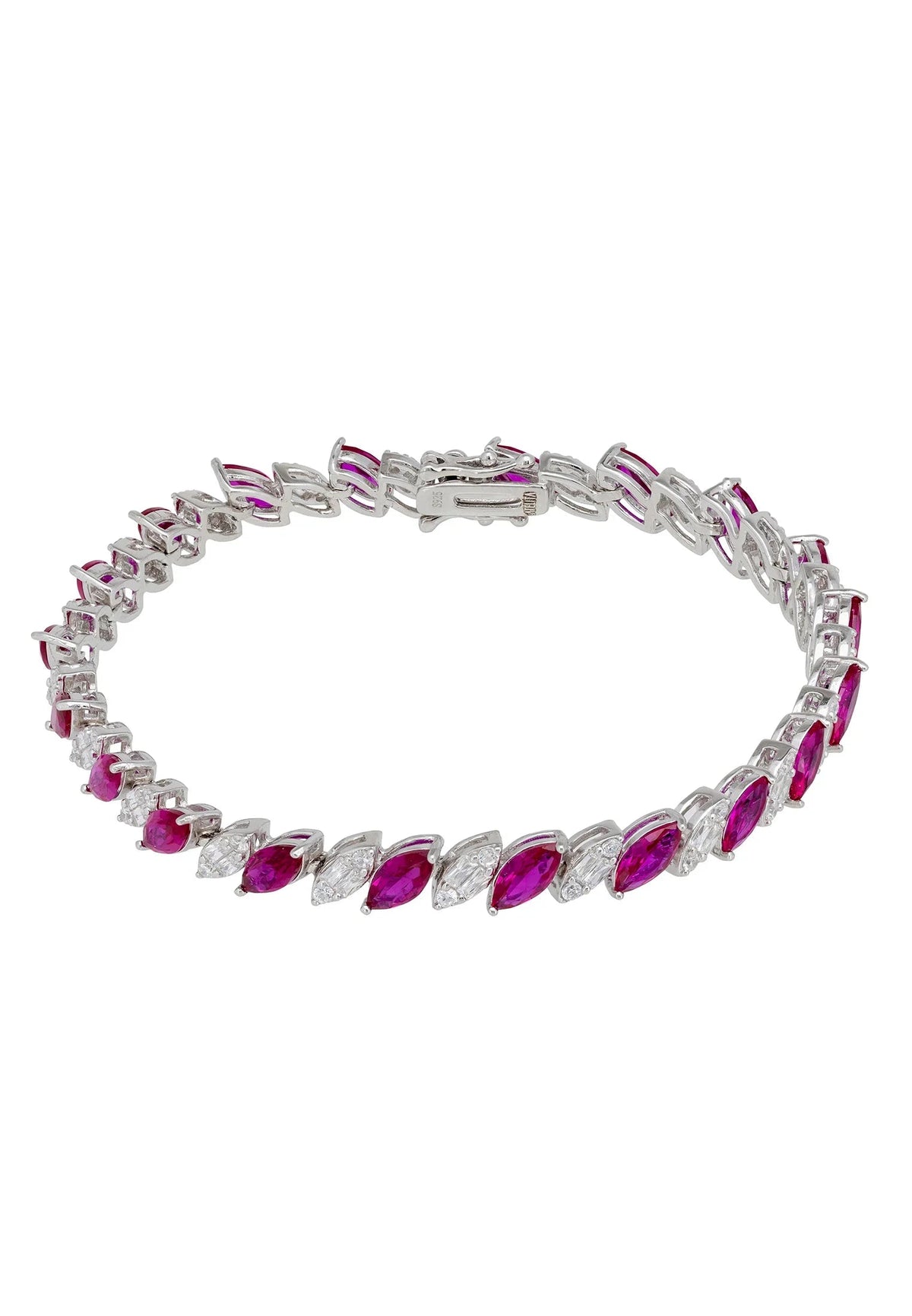 Viscountess Tennis Bracelet Ruby Silver