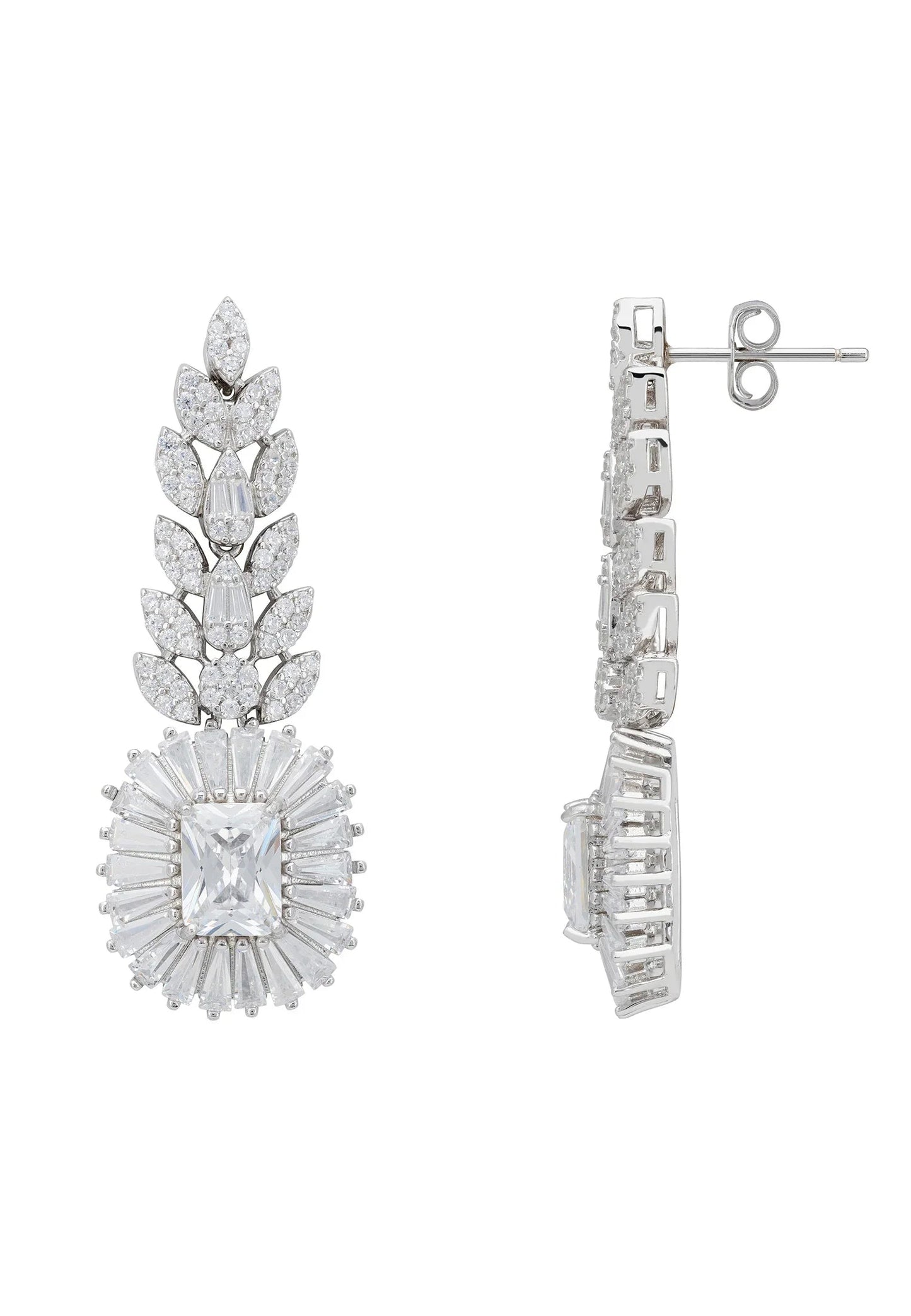 Countess Gemstone Drop Earrings Moissanite Silver