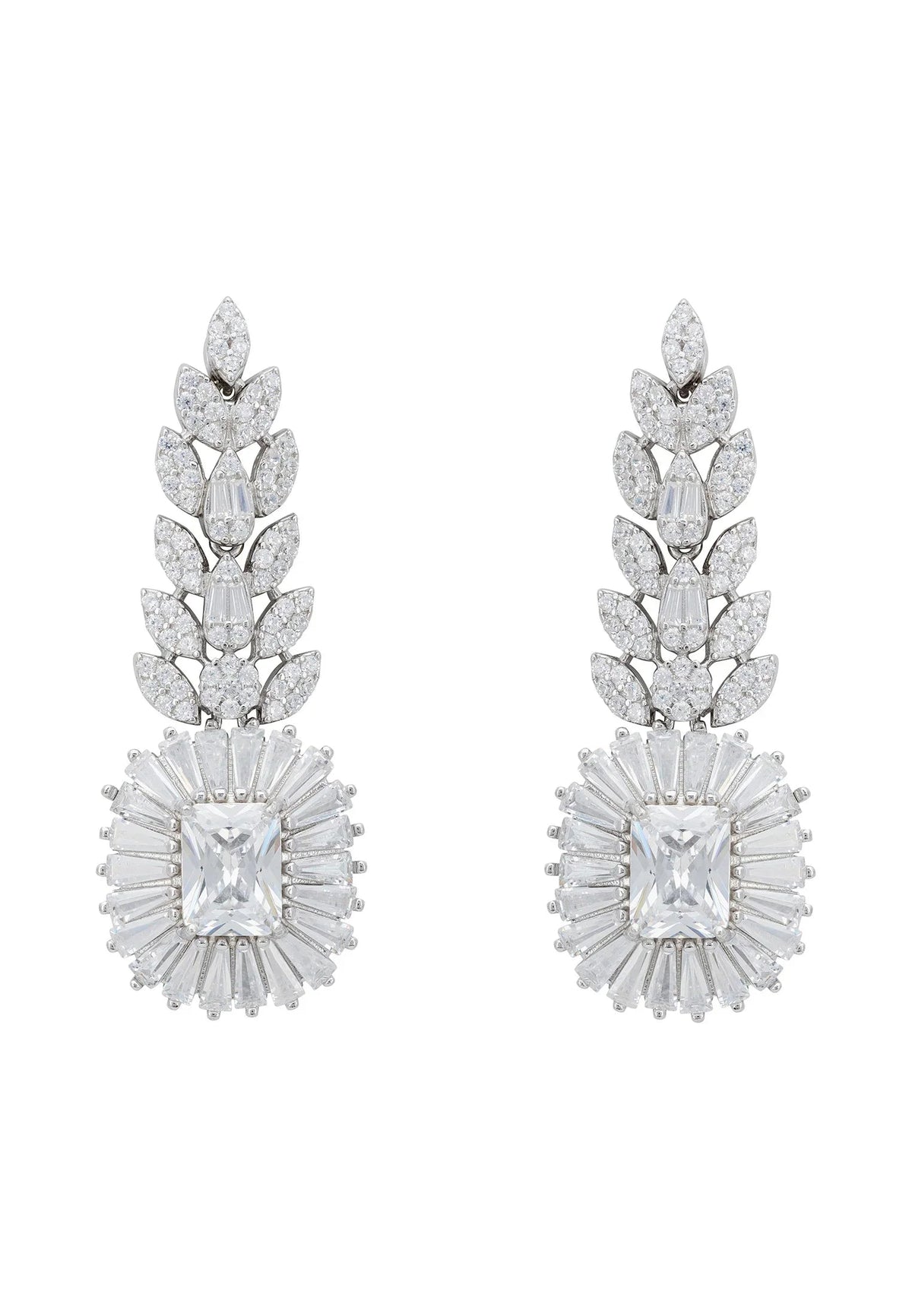 Countess Gemstone Drop Earrings Moissanite Silver