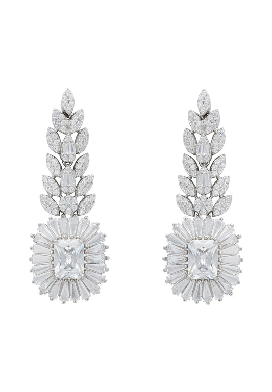 Countess Gemstone Drop Earrings Moissanite Silver