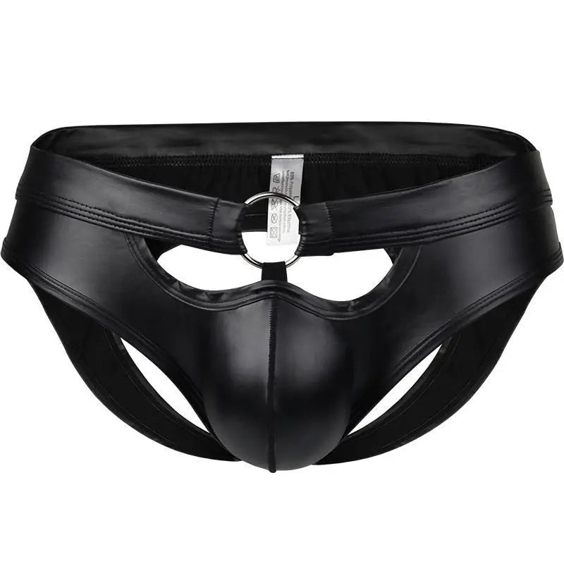 Ropa interior masculina de cuero sintético con suspensorio sin espalda