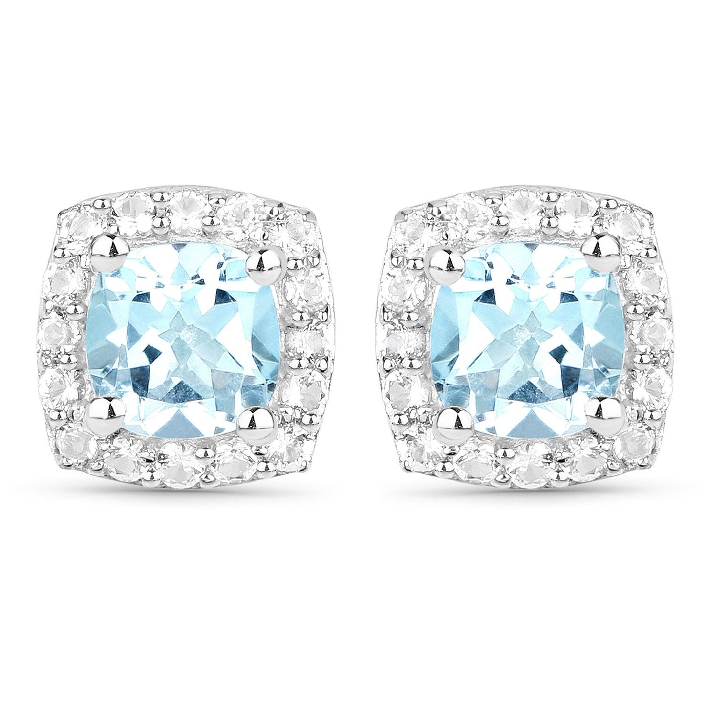 4.62 Carat Genuine Blue Topaz and White Topaz .925 Sterling Silver 3 Piece Jewelry Set (Ring, Earrings, and Pendant w/ Chain)