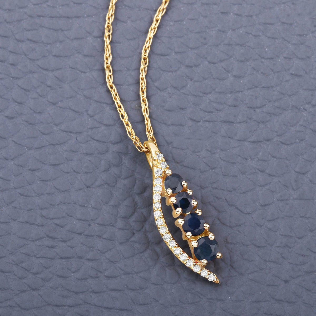 0.40 Carat Genuine Blue Sapphire and White Diamond 14K Yellow Gold Pendant