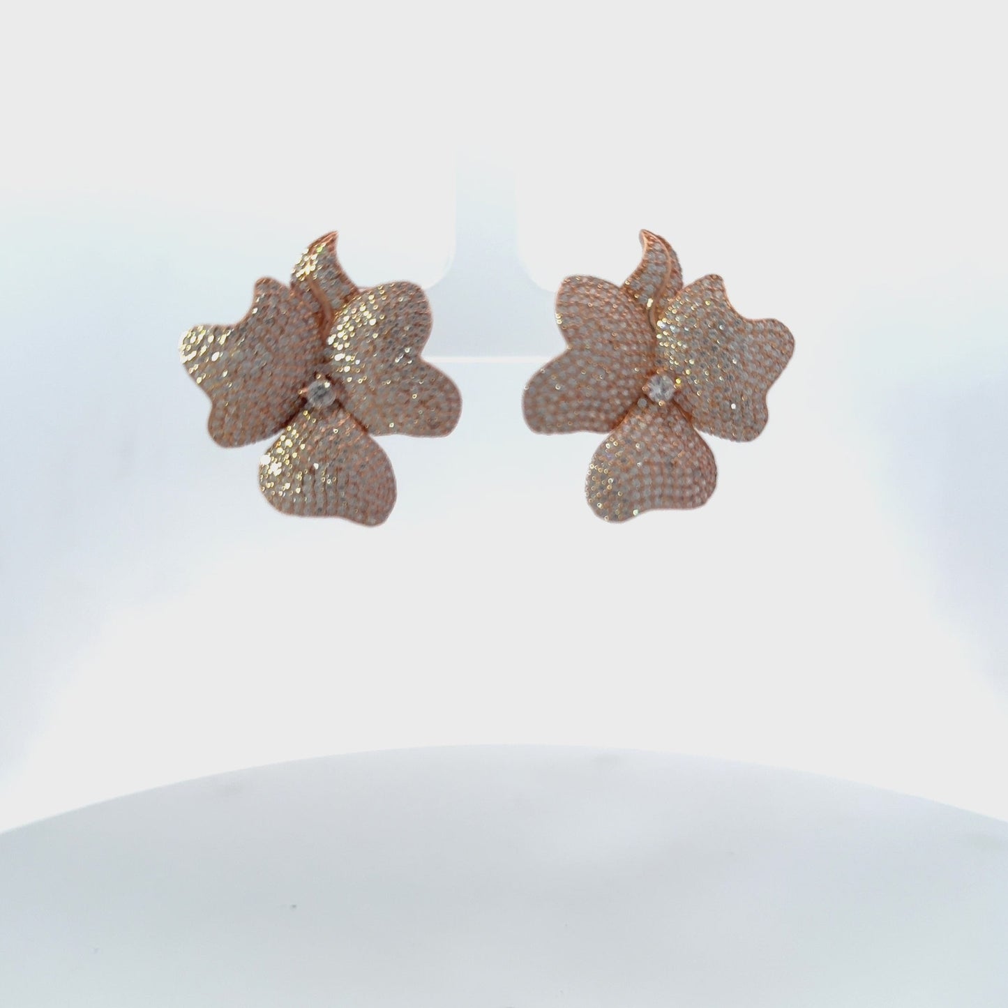 Flower Large Stud Earrings Rose Gold