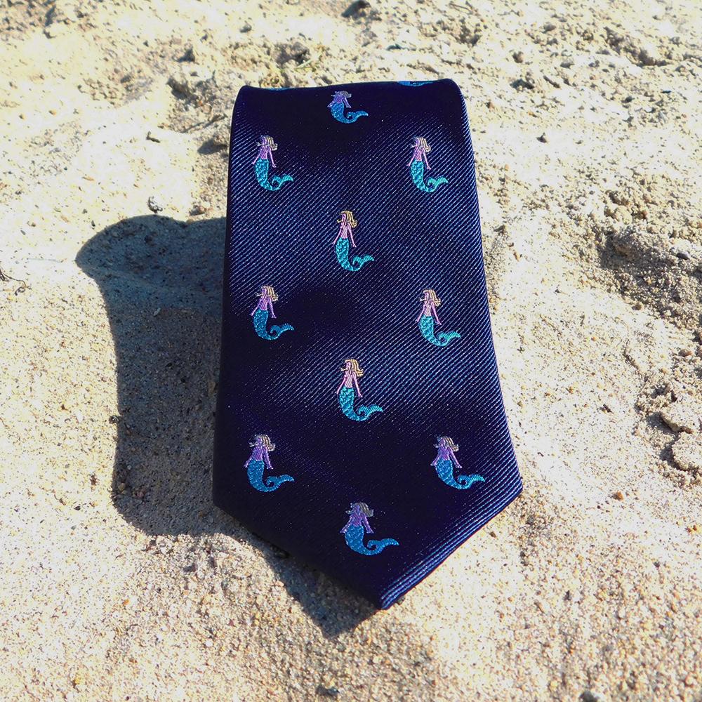 Mermaid Necktie - Navy, Woven Silk