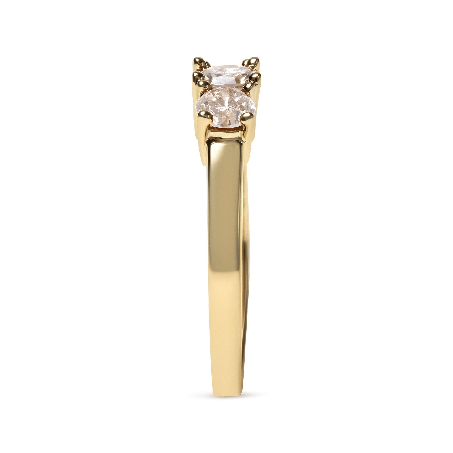 10K Yellow Gold 1.00 Cttw Champagne Diamond 3-Stone Band Ring (J-K Color, I1-I2 Clarity)  - Size 7