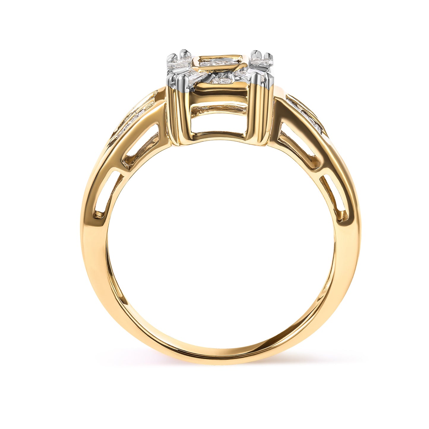 10K Yellow Gold 1/2 Cttw Diamond Composite and Halo Ring (H-I Color, SI1-SI2 Clarity) - Ring Size 7