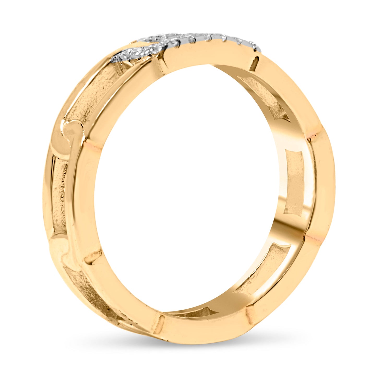 10K Yellow Gold Diamond Accent Paperclip Band Ring (I-J Color, I2-I3 Clarity) - Size 7