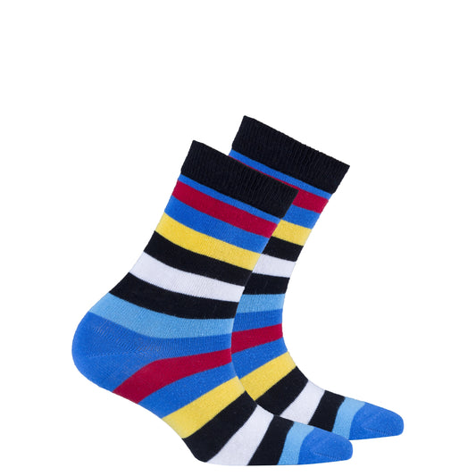 Kids Blue Rainbow Stripe Socks