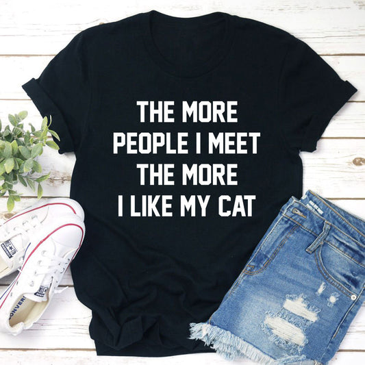 Camiseta Cuanto más gente conozco, más me gusta mi gato