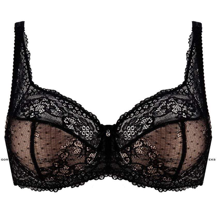 Semi Sheer Lace Padded Bra Gorteks Scarlet Black