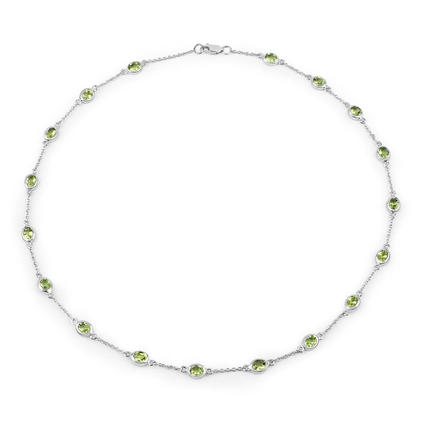 6.30 Carat Genuine Peridot .925 Sterling Silver Necklace