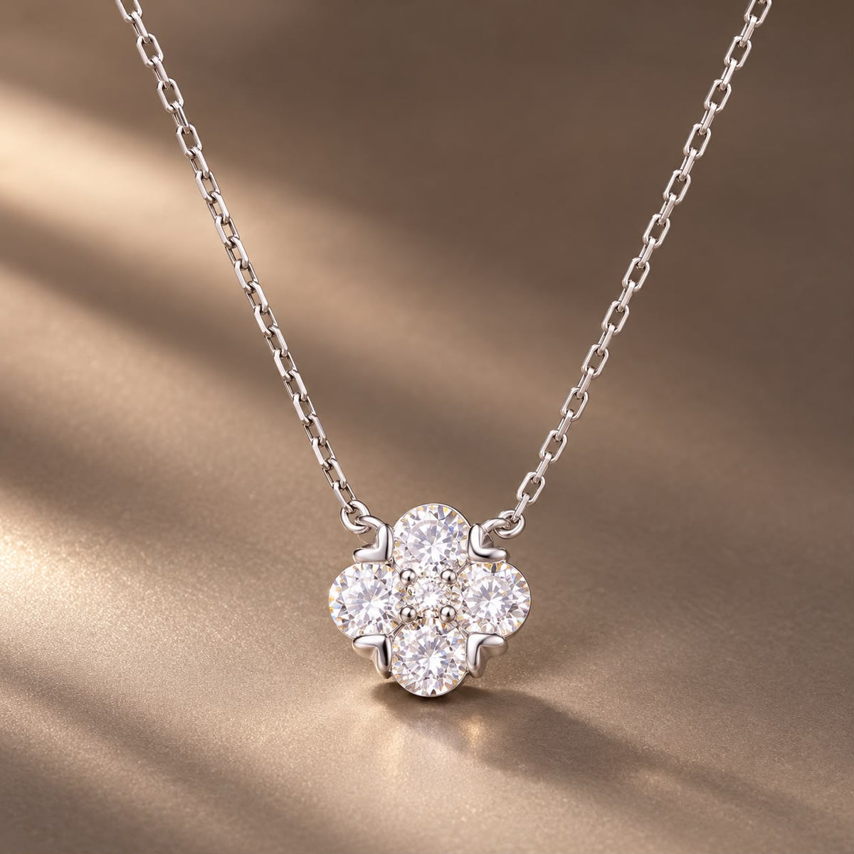 925 Sterling Silver White Gold Plated Moissanite 40+5cm Necklace for Women