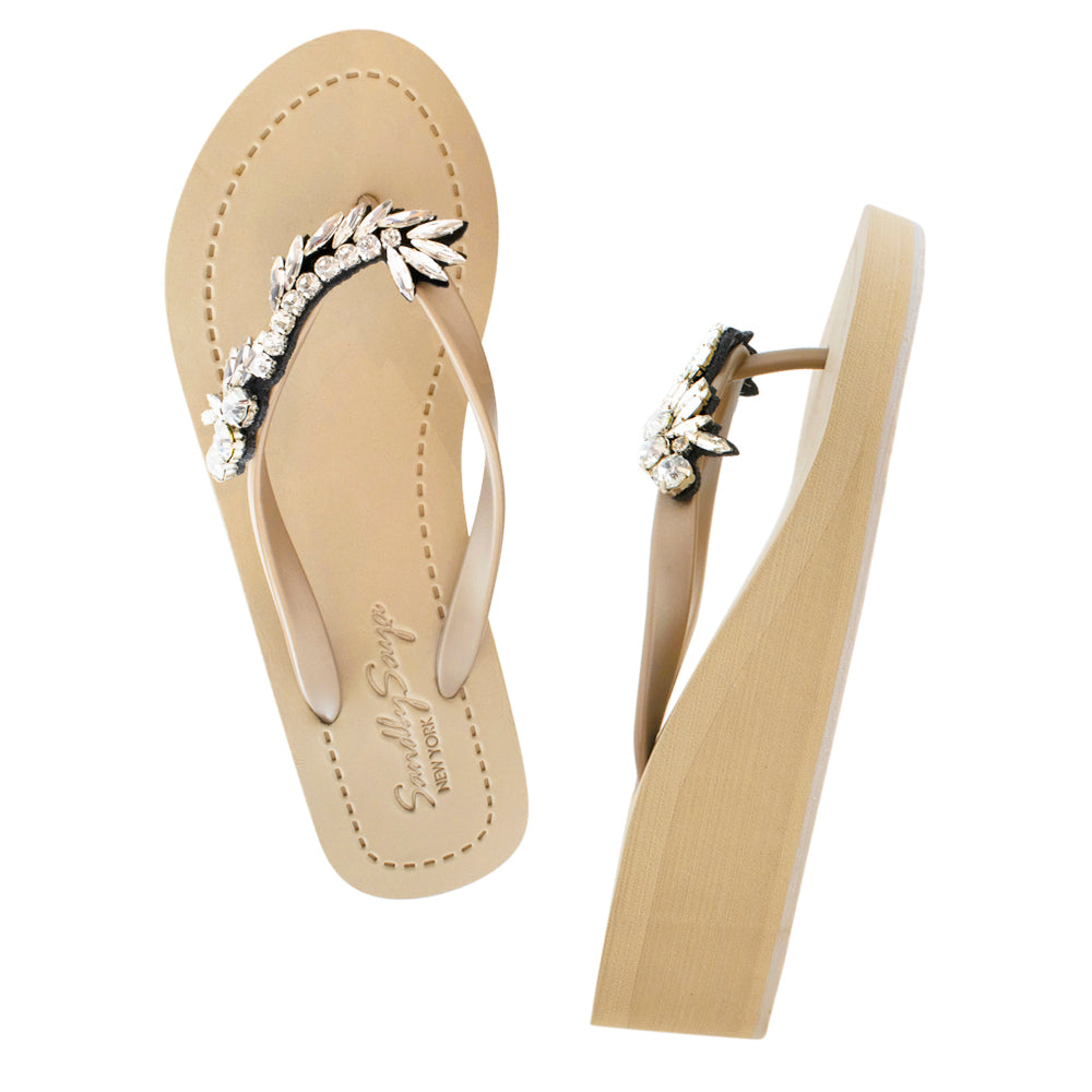 Nomad - Chanclas de cuña media con diamantes de imitación 