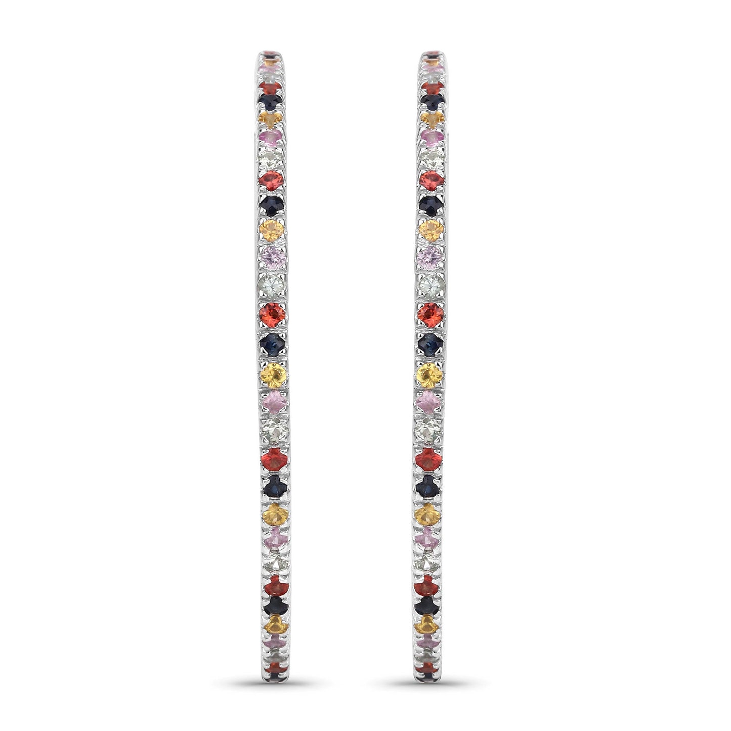 2.24 Carat Genuine Multi Sapphire .925 Sterling Silver Earrings