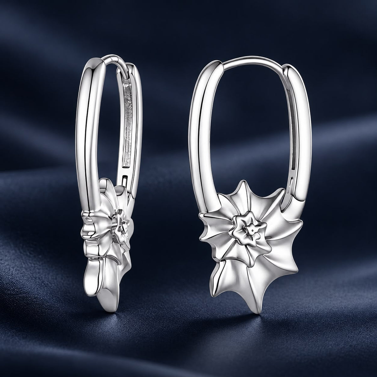 925 Sterling Silver White Gold Plated 2.7cm Hoop Earrings for Women