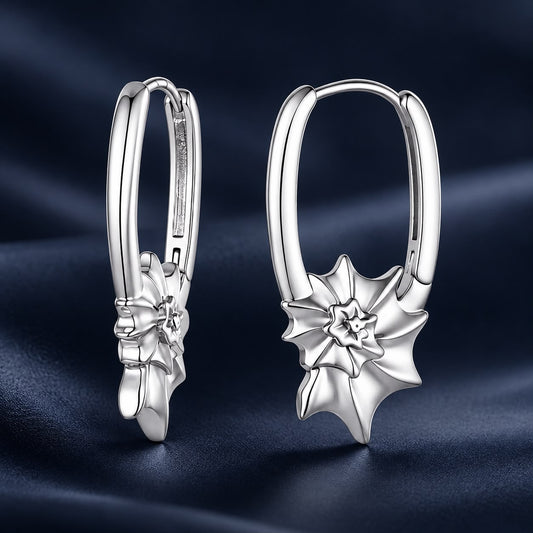 925 Sterling Silver White Gold Plated 2.7cm Hoop Earrings for Women