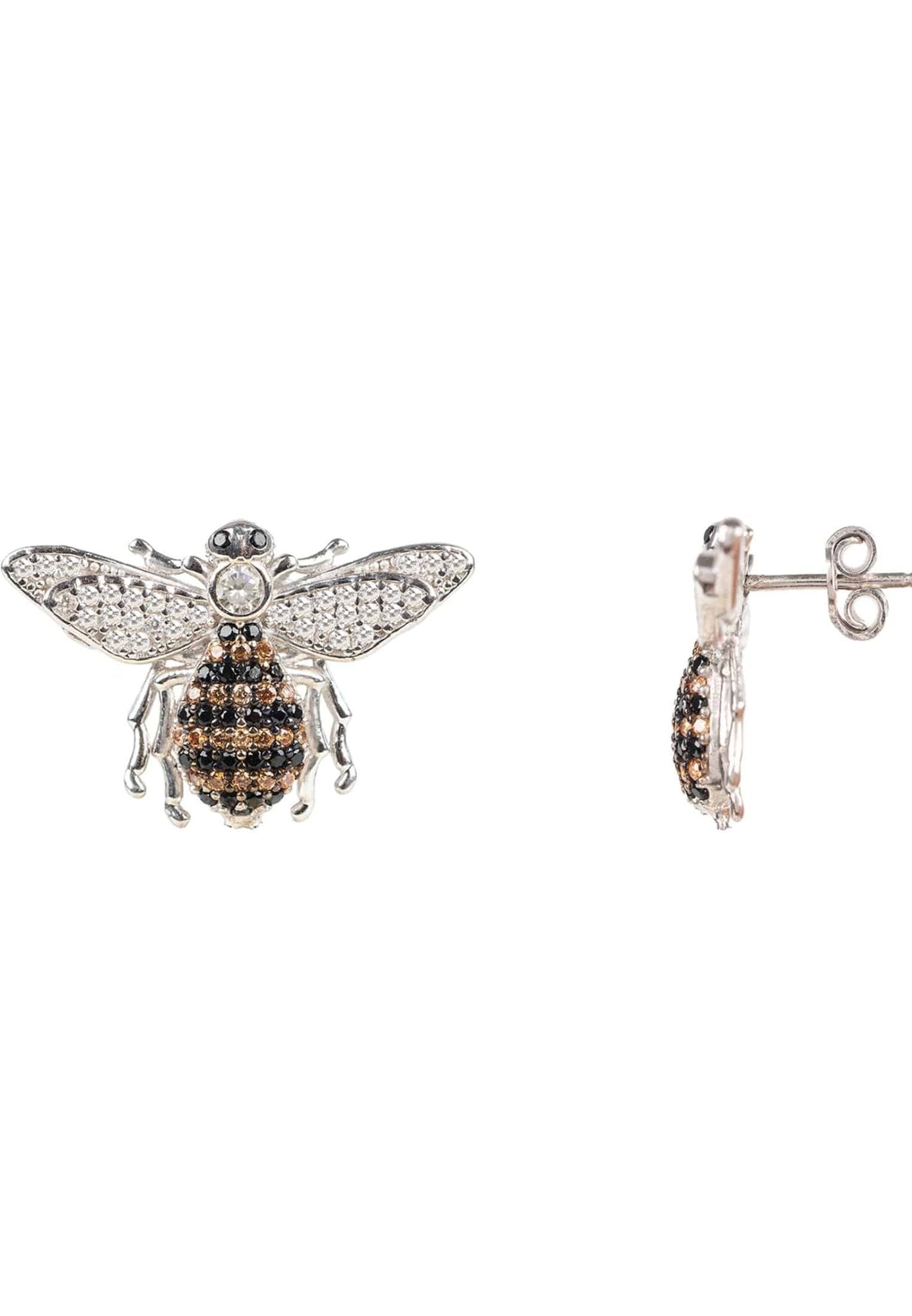 Pendientes de plata con forma de abeja