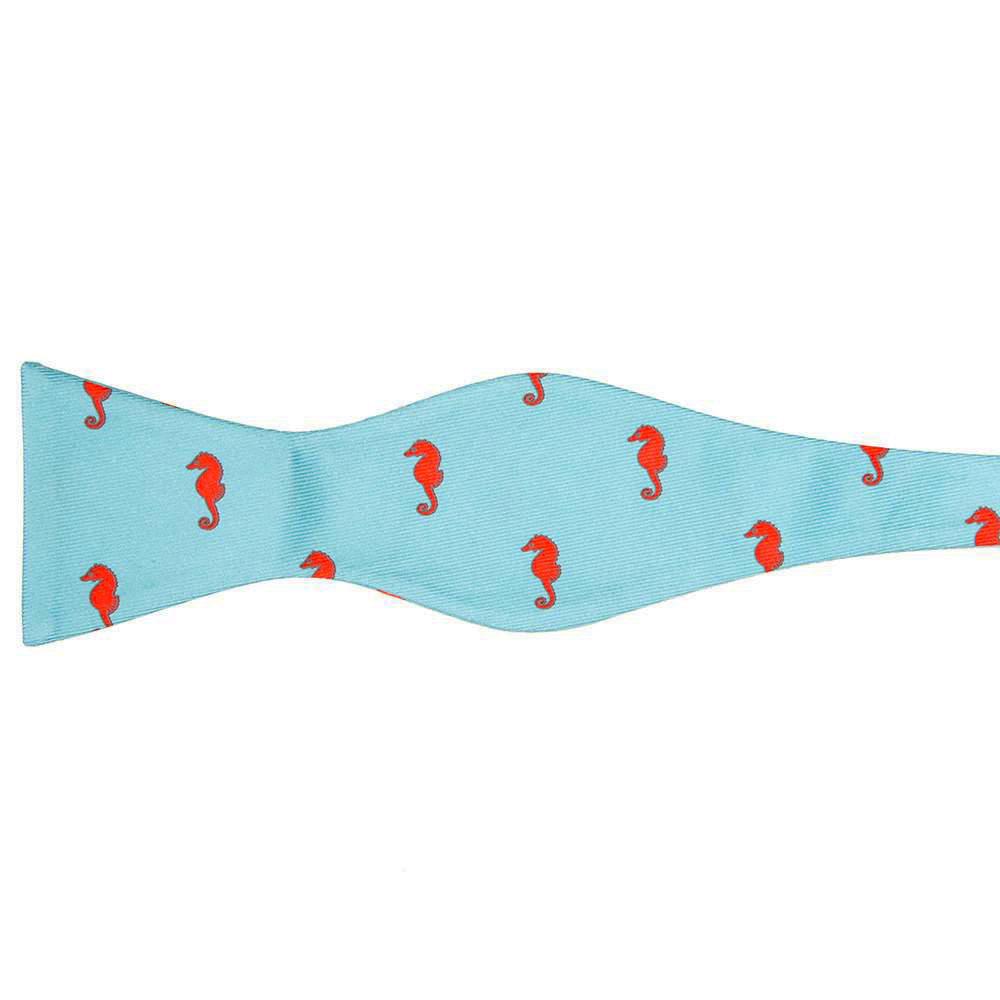 Seahorse Bow Tie - Blue, Printed Silk