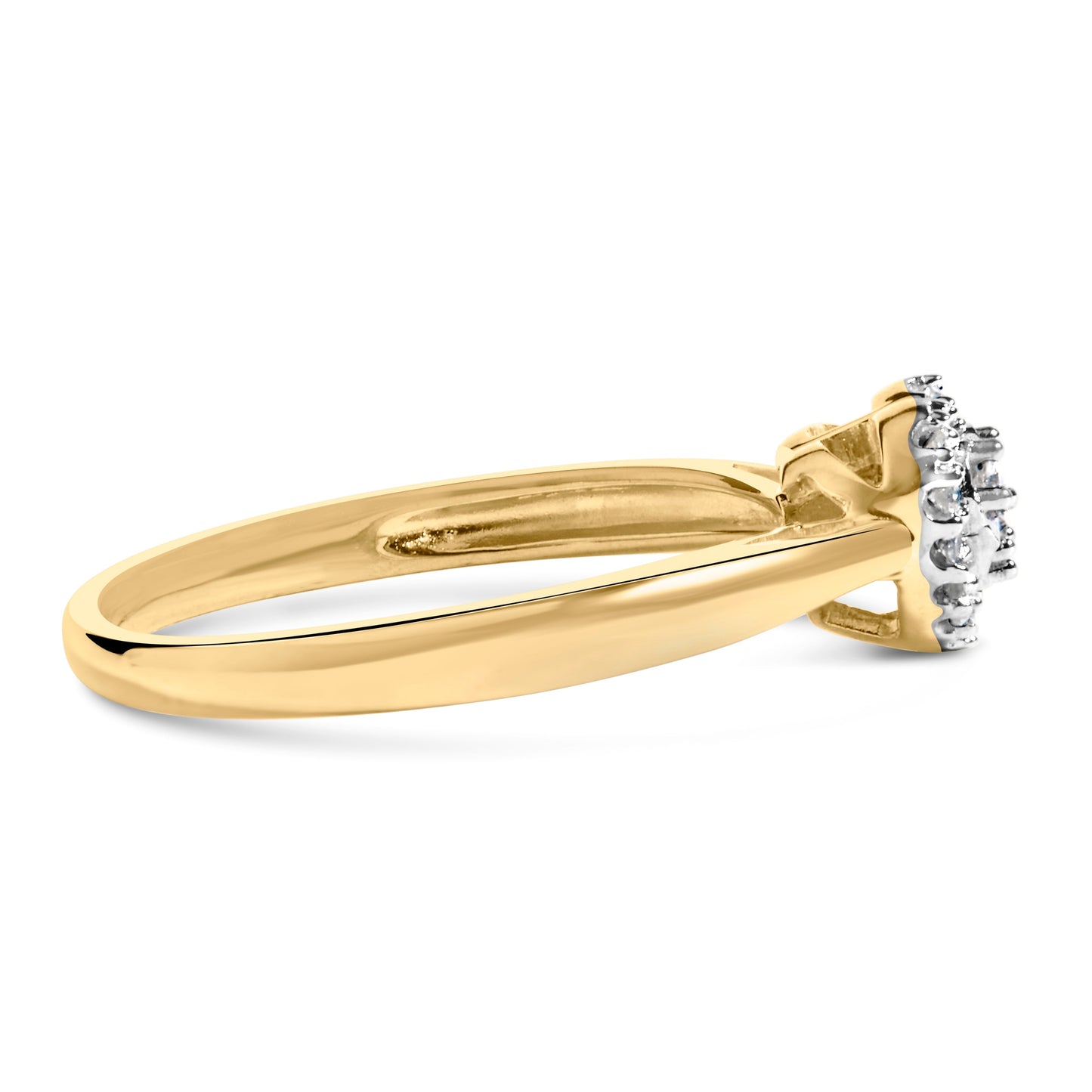 14K Yellow Gold Plated .925 Sterling Silver 1/10 Cttw Round-Cut Diamond Heart Engagement Ring (I-J Color, I3 Clarity) - Size 7