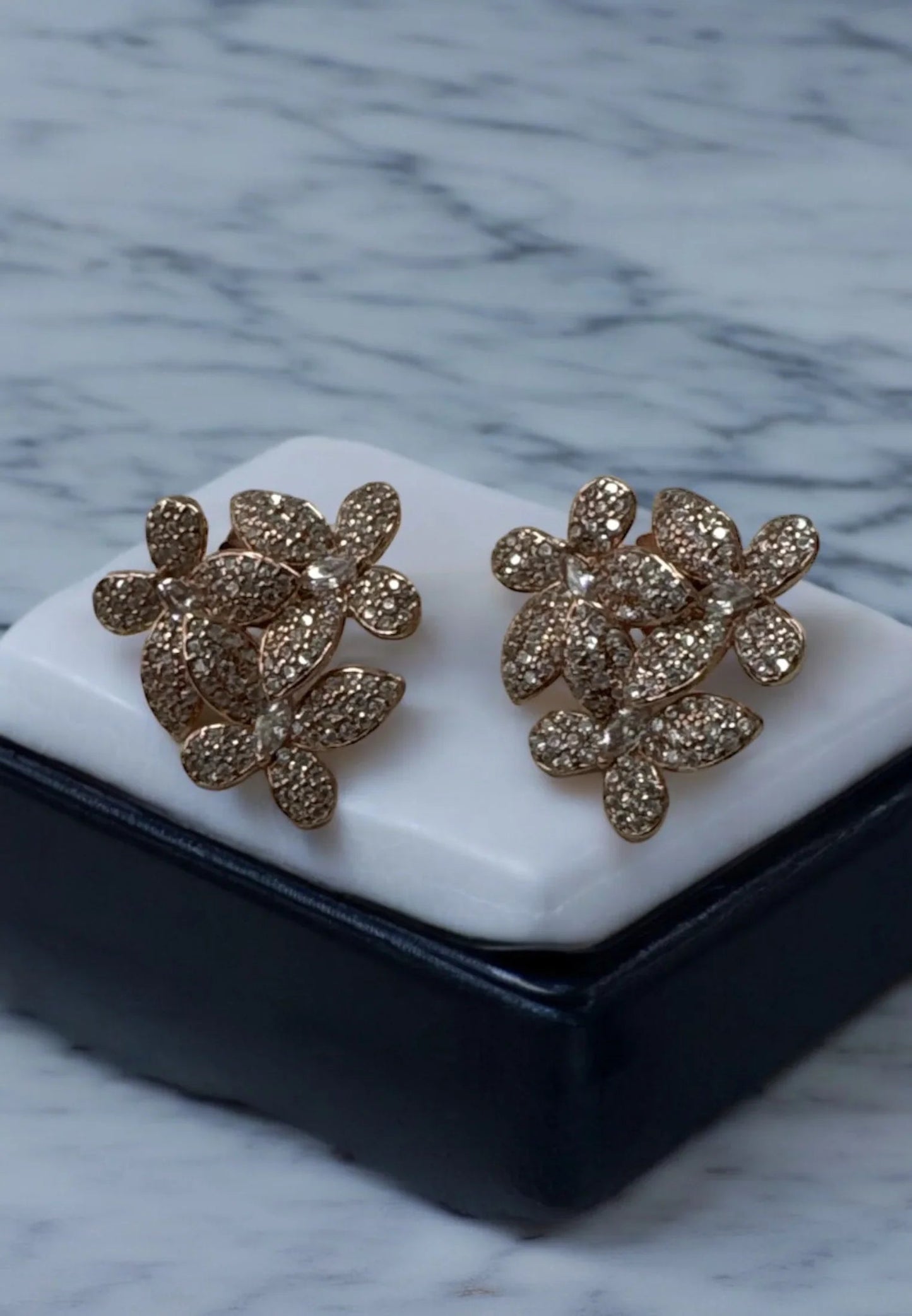 Flowers Large Stud Earrings Rosegold