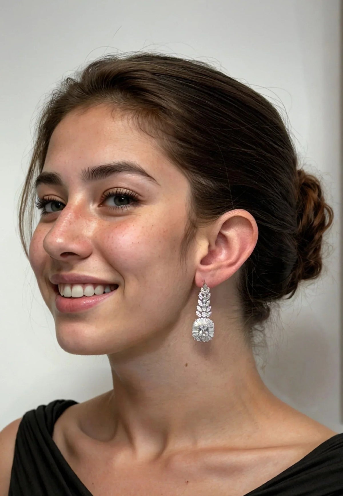 Countess Gemstone Drop Earrings Moissanite Silver