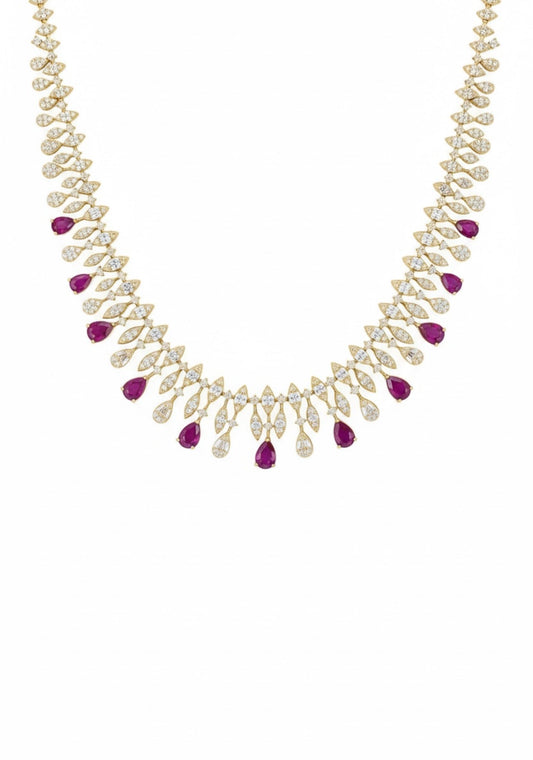 Duchess Ruby Statement Necklace Gold