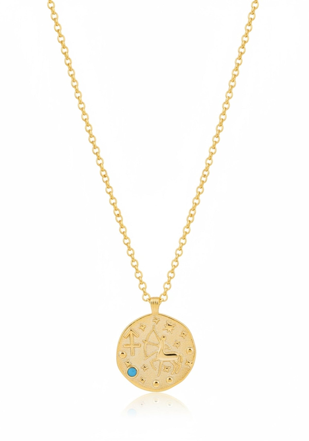 Zodiac Birthstone Talisman Necklace Sagittarius Gold