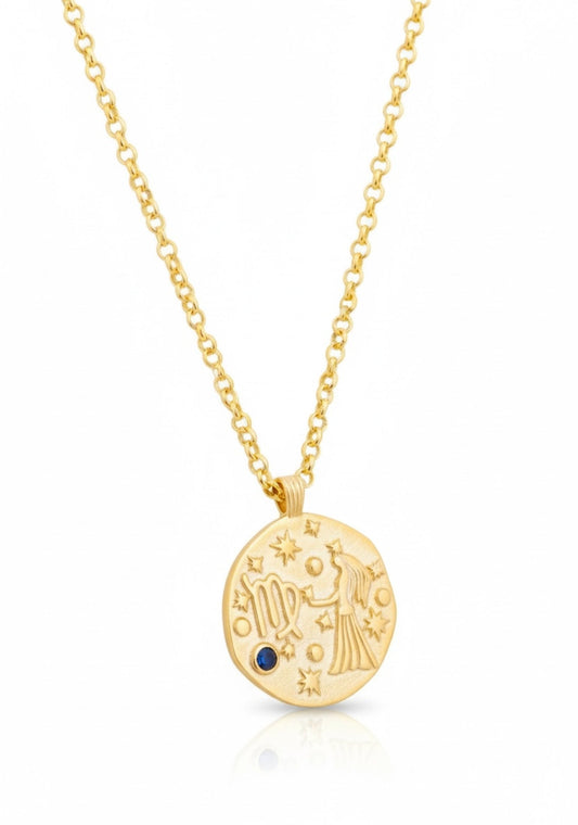 Zodiac Birthstone Talisman Necklace Virgo Gold