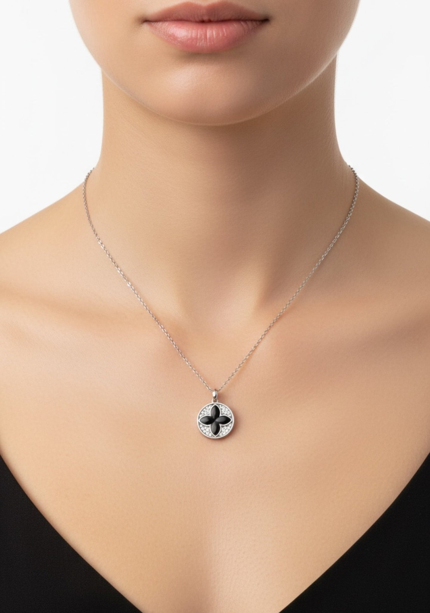 Florentine Clover Necklace Silver