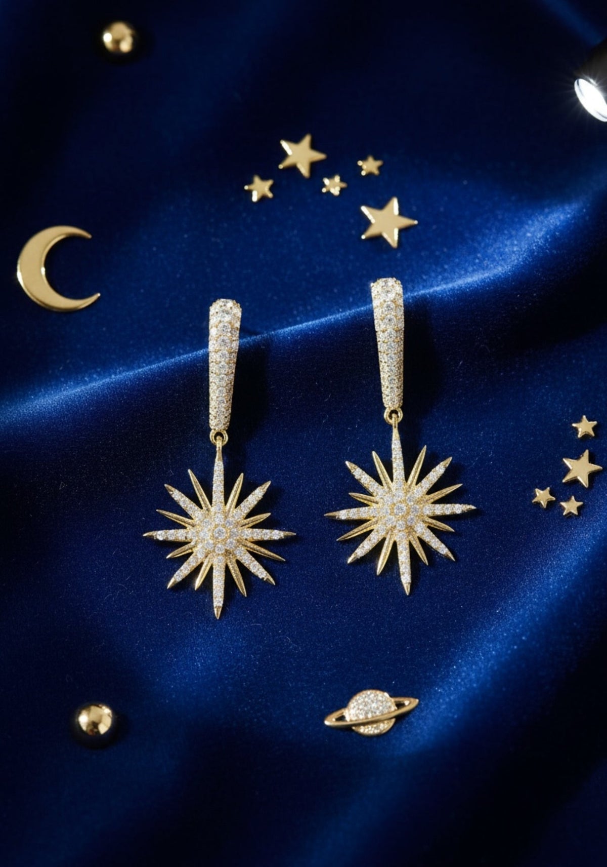 Star Burst Drop Earrings Gold