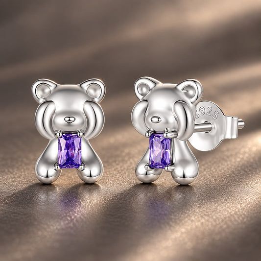 925 Sterling Silver White Gold Plated 0.9 x 0.6 cm Pavé CZ Earrings for Women