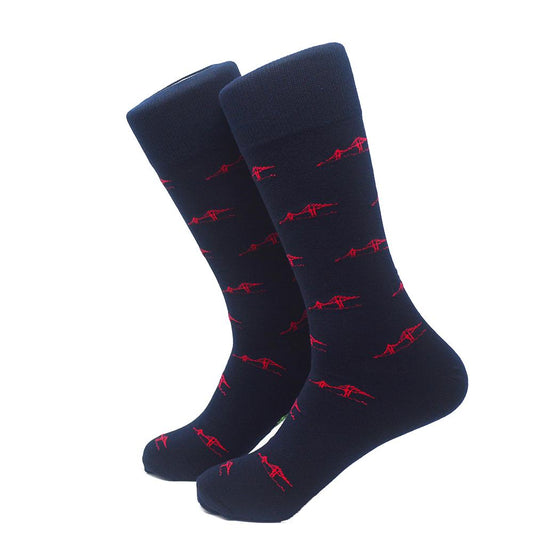 Newport Bridge Socks - Men's Mid Calf - Navy