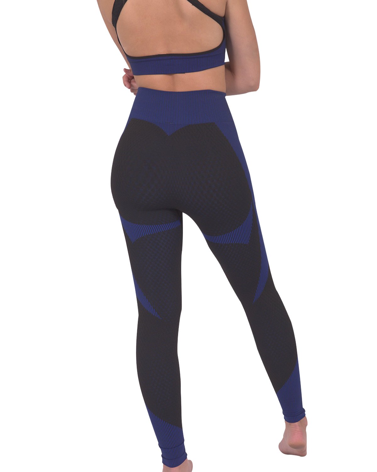 Leggings sin costuras Trois - Negro con azul marino