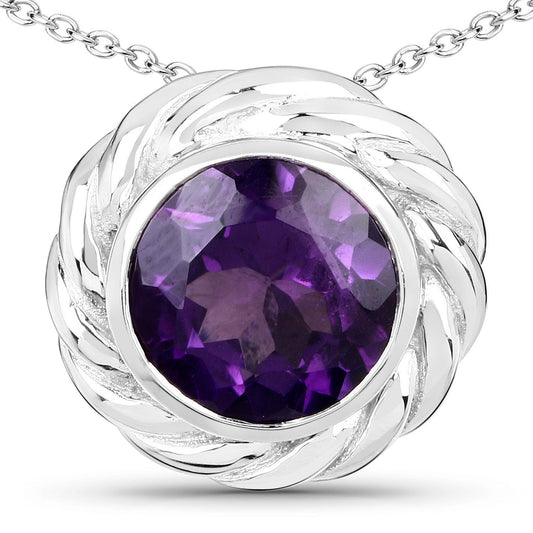 3.30 Carat Genuine Amethyst .925 Sterling Silver Pendant