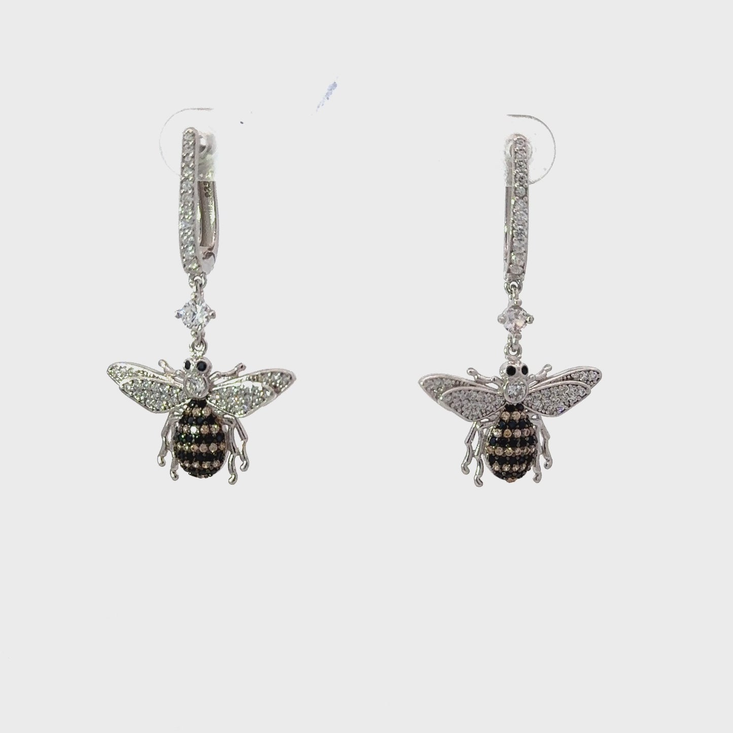 Honey Bee Drop Earrings Silver
