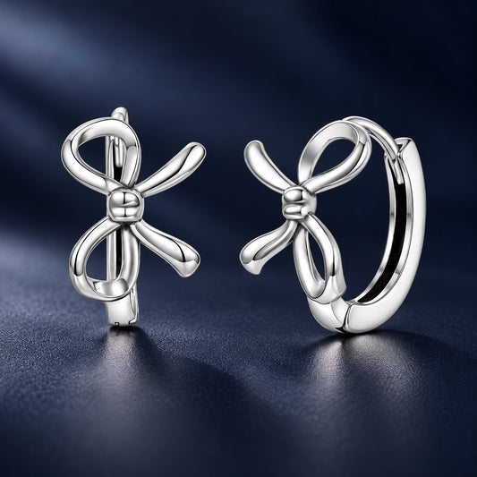 925 Sterling Silver White Gold Plated 1.1 x 0.85 cm Hoop Earrings for Women