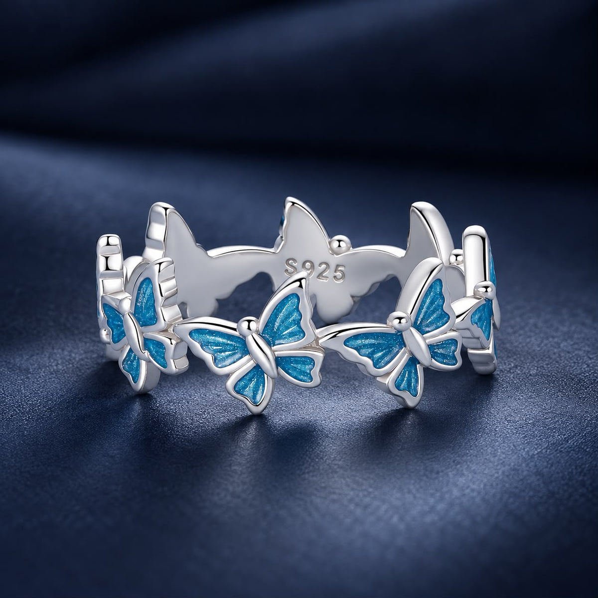 925 Sterling Silver Enamel Ring Size 6 for Women