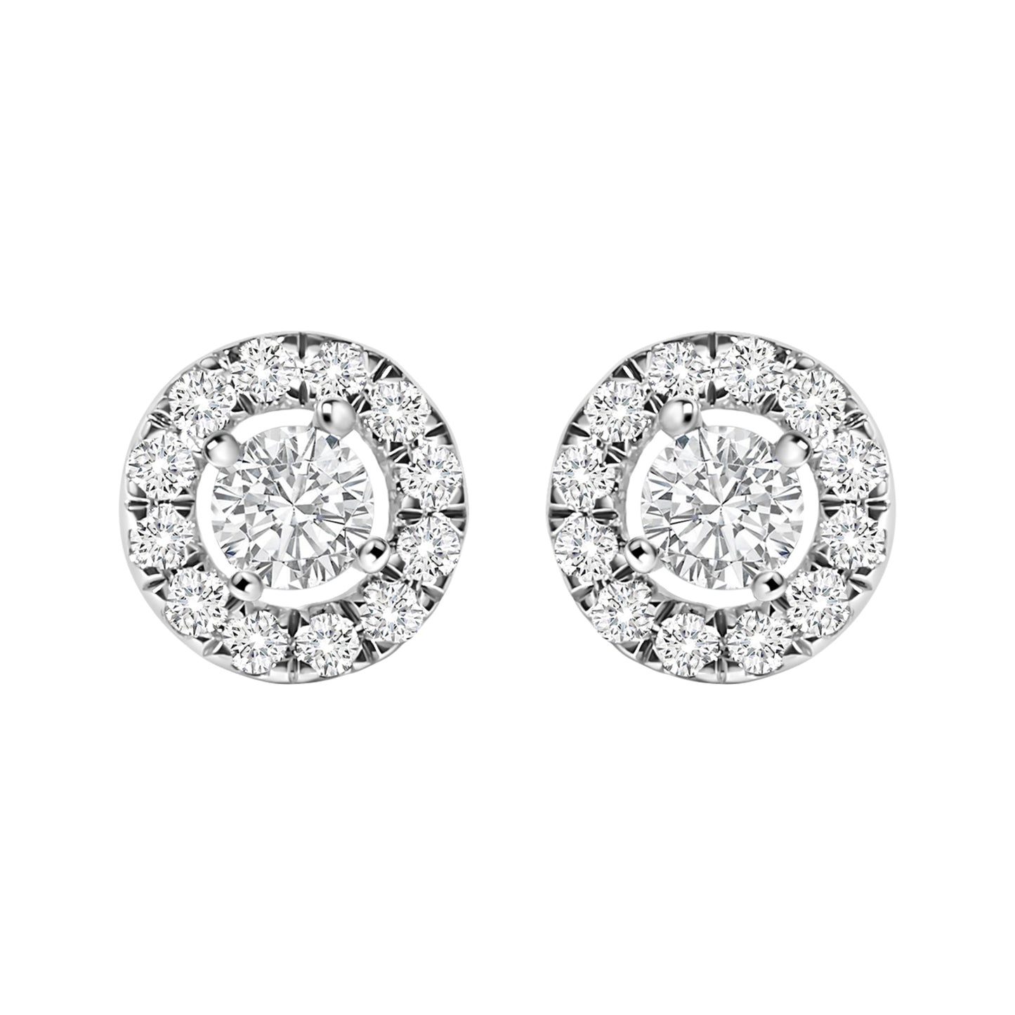 14K White Gold 3/4 Cttw Lab-Grown Diamond Floating Halo Stud Earring (F-G Color, VS1-VS2 Clarity)