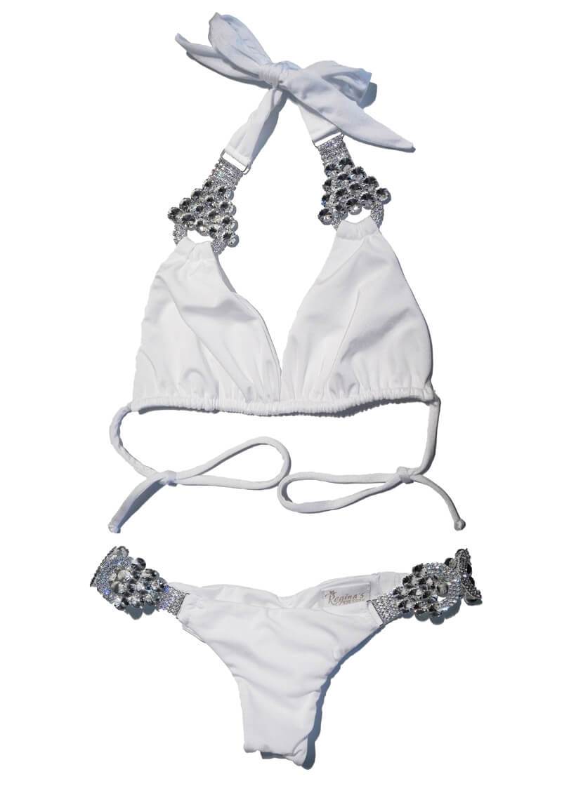 Top con cuello halter y braguita de bikini Nicole - Blanco