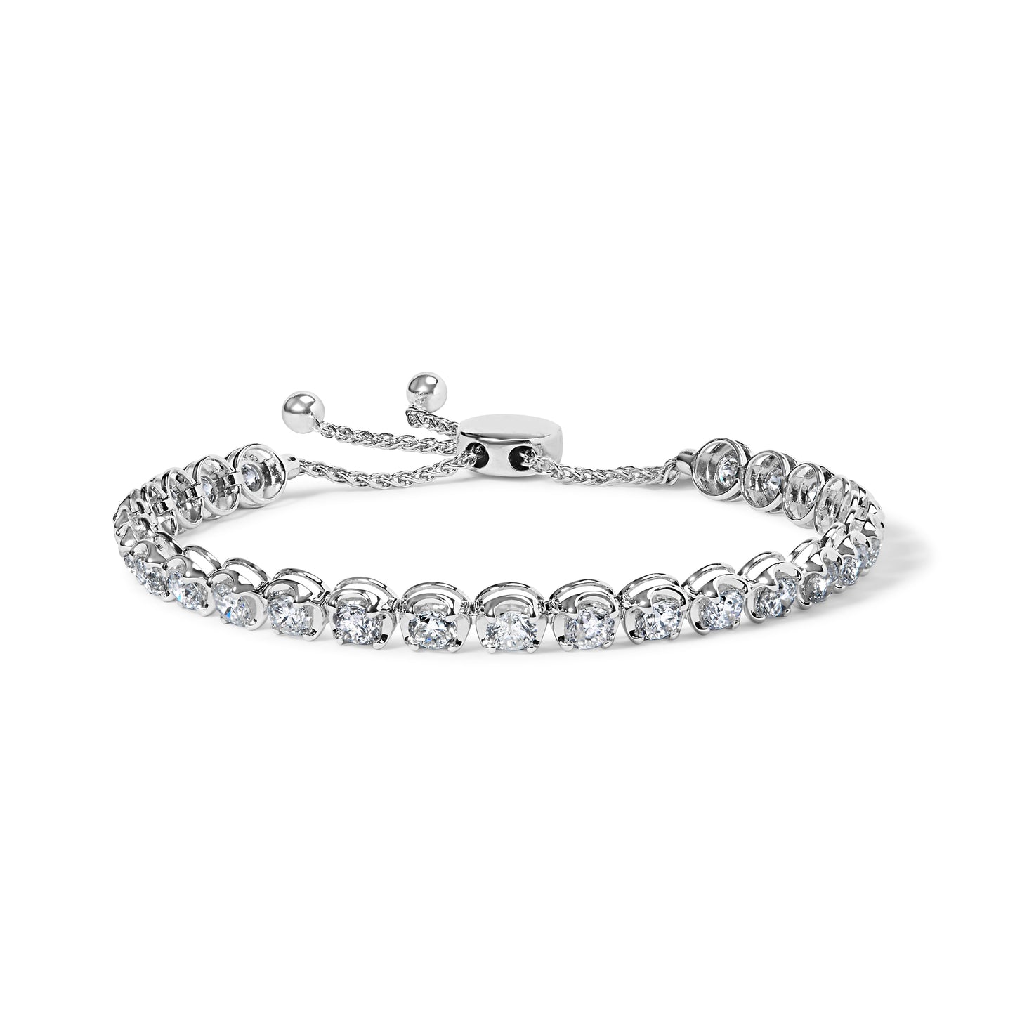 14K White Gold 6.00 Cttw Diamond 4â€-10â€ Adjustable Bolo Tennis Bracelet (I-J Color, I1-I2 Clarity)