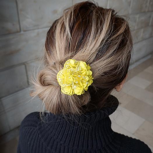 Flower Hair Tie- Pink, Yellow or Blue