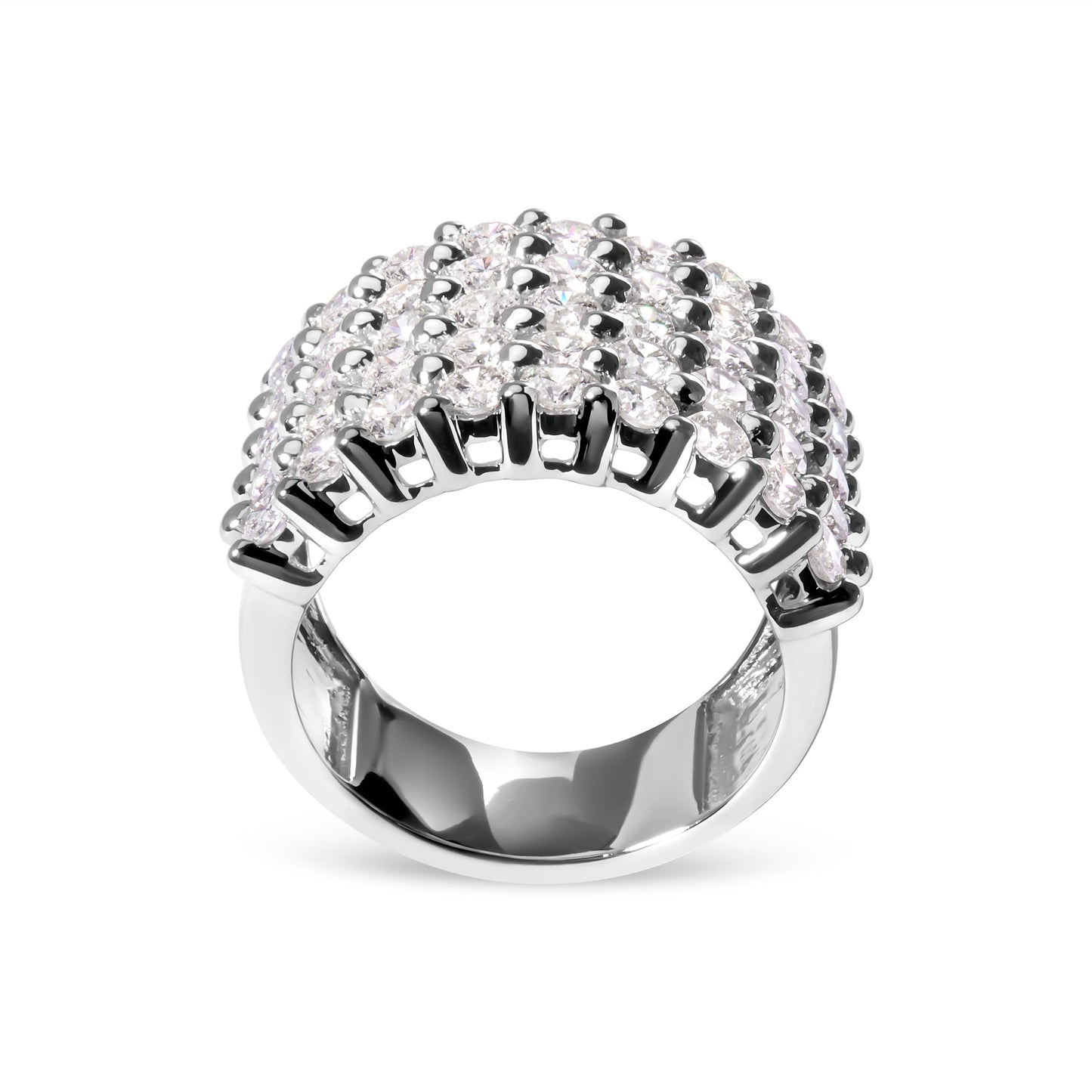 14k White Gold 4.0 Cttw Diamond 5 Row Ring Band (I-J Color, I1-I2 Clarity) - Ring Size 7
